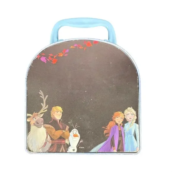 Disney Frozen Metal Lunchbox Featuring Anna Elsa & Olaf With Blue Handle - Picture 2 of 7